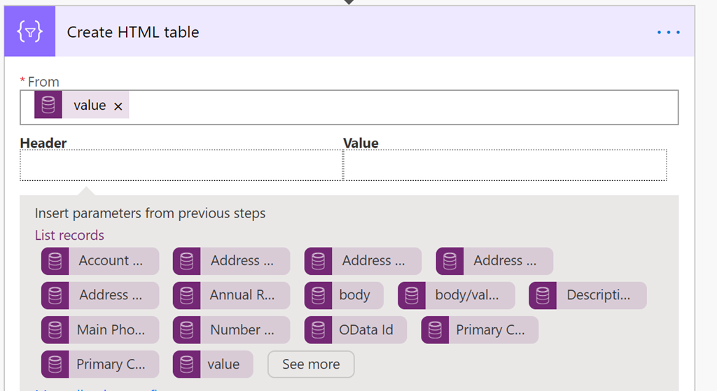power automate create html table borders